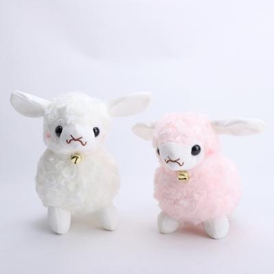 Süßes Schaf Plüschtier mit Glöckchen Stofftier Spielzeug Kawaii Lamm Puppe mit Halsglocke Weiches Flauschiges Plüschtier für Mädchen Kinder Valentinstag