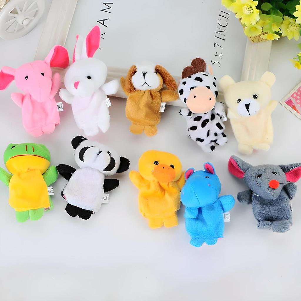 10Pcs Finger Puppets with Small Animal Figures Plush Toy Set, Children's Party, Christening, Shower Etc. Plush Toy, Hand Puppets with Plush Animals