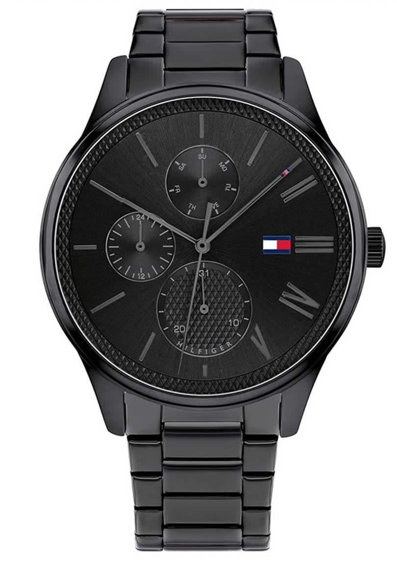 

Tommy Hilfiger Analog Multifunction Quartz Watch for Men with Black Stainless Steel Bracelet Bracelet - 1791849, Black///White,