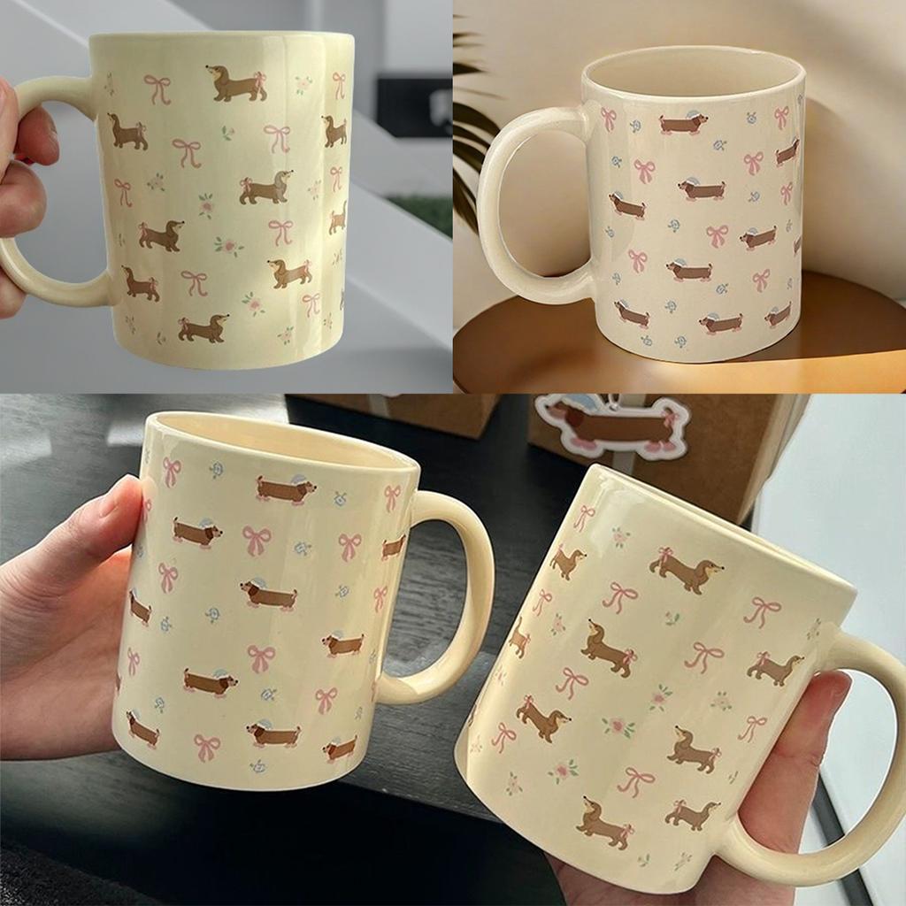 Ceramic Mug Cute Dachshund Cartoon Sausage Dog Coffee Tea Cups Home Breakfast Milk Coffee Mug Christmas Birthday Gift Cup