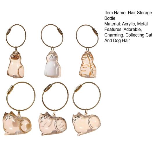 Cat Hair Storage Bottle Transparent Pet Fur Keepsake Keychain for Collecting Cat And Dog Hair Pet Memorial Gift