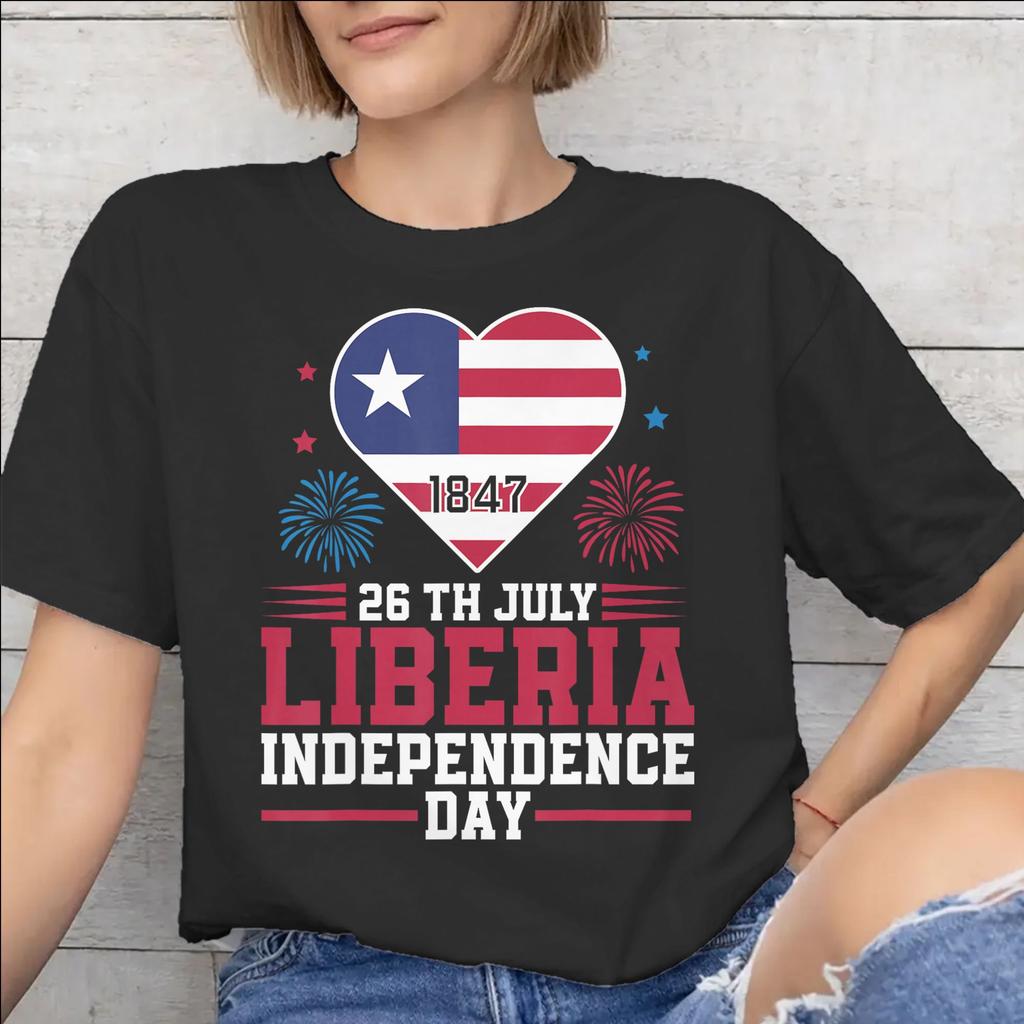 Men Women Liberia Independence Day T Shirt Cotton Graphic Printing TShirt Clothing Outfits