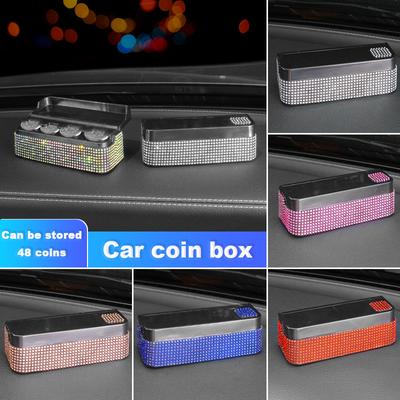 Diamond Crystal Car Coin Storage Box Home Dual Purpose Change Box Creative Organizer Coins Purse Euro Dispenser Holder Case