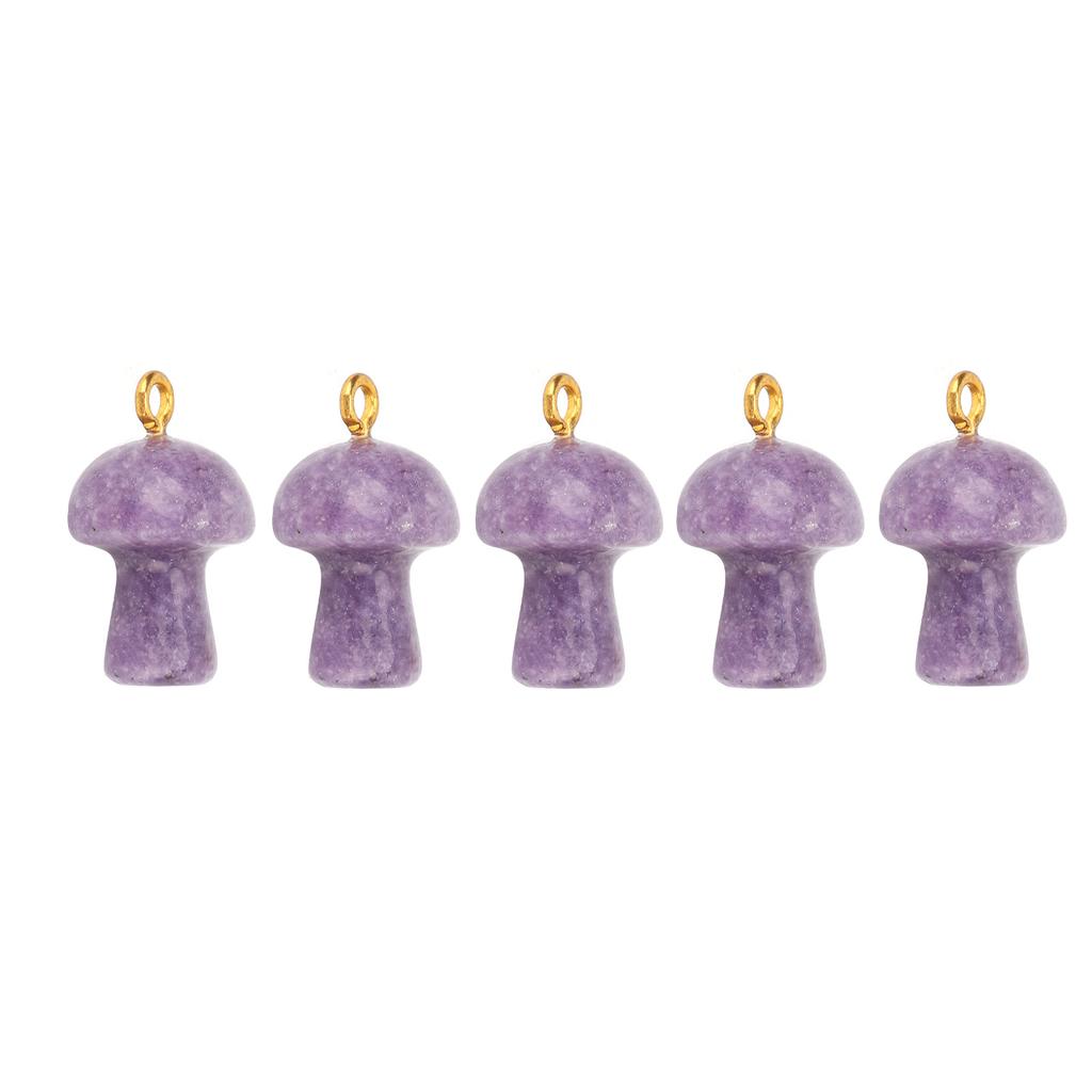 5pcs Crystal Mushroom Pendant Natural Crystal Hand Engraved DIY Mushroom Charm for Necklace Bracelet Jewelry Making