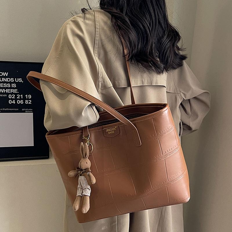 Handbag  Large Capacity  Simple Tote Bag  High End Plaid  Shoulder Bag Trendy