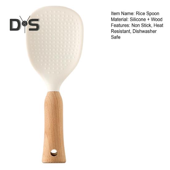 Stojąca łyżka do ryżu z nieprzywierającą łopatką, łyżka-szpatułka do ryżu, odporna na ciepło, łyżka do ryżowaru, łyżka do serwowania ziaren