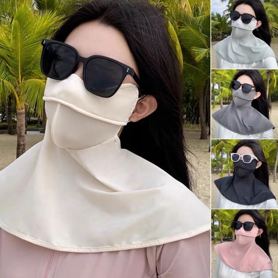 Sun Protection Guard Lightweight Quick-Dry Fabric Solid Color Ice Silk Face Guard Shawl Design Semi-covered Face Neck Sun