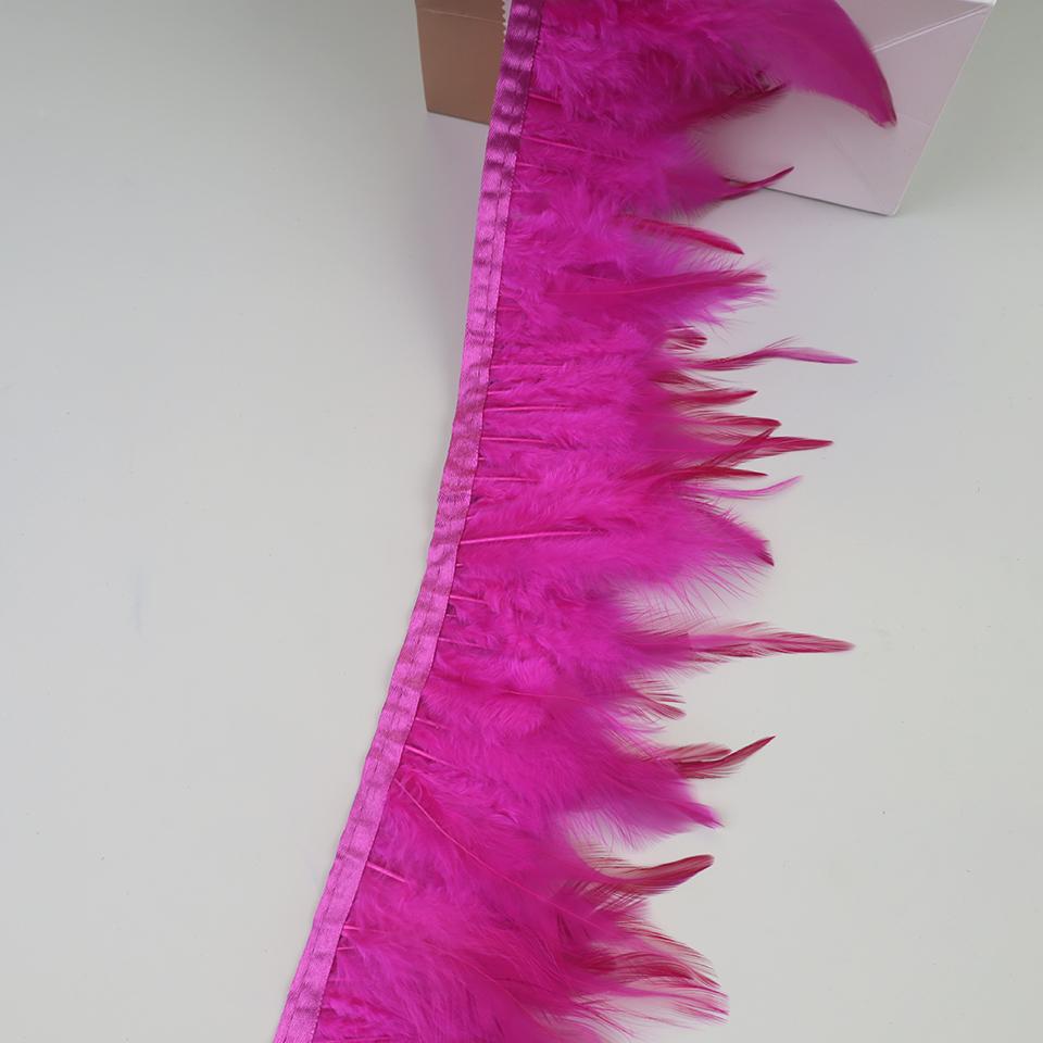 10Meters Hackle Feather Trim Rooster Neck Feather Ribbon Pheasant Feathers Fringe for Crafts Accessories Sewing Decoration