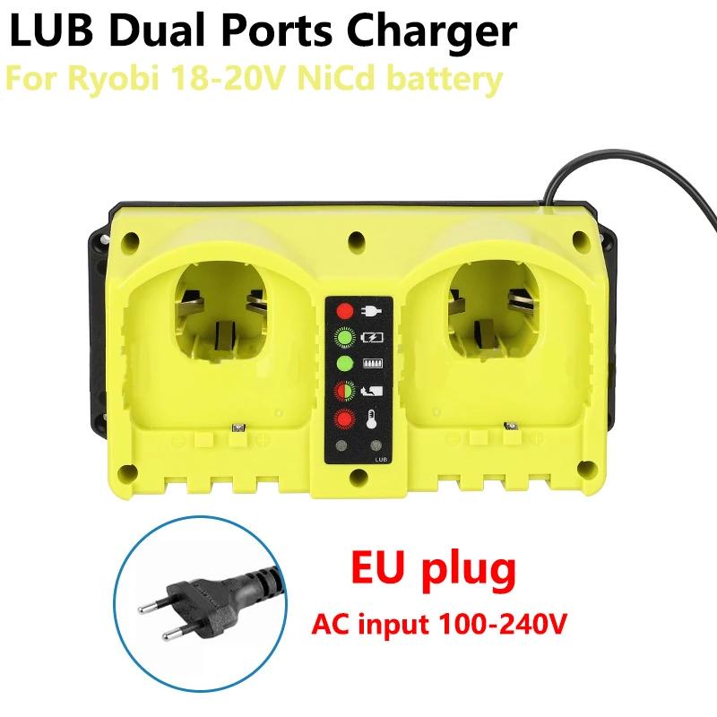 

Portable Dual-Port Fast Charger For Ryobi 18V-20V P120 P170 P180 P190 Nickel Battery With LED Indicator EU/US/UK/AU Plug