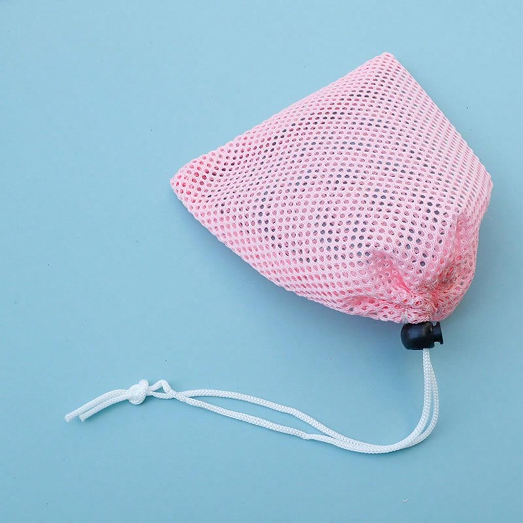 Fluorescent Pink Drawstring Mesh Bags, Polyester Reinforced Filtration Net Bags