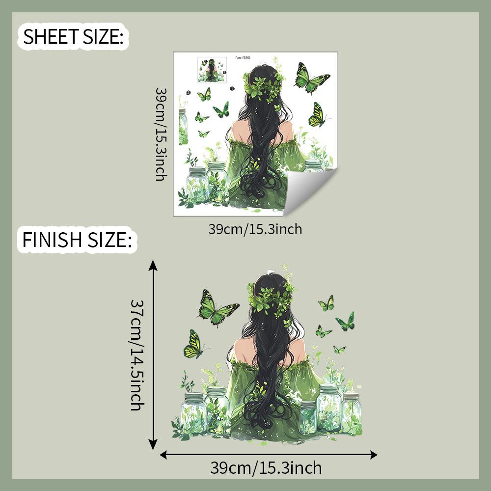 

Акварельная Наклейка на Стену Девочка со Спины Бабочка Гостиная Спальня Дом Фон для Стен Украшение Декоративная Наклейка на Стену Самоклеящаяся