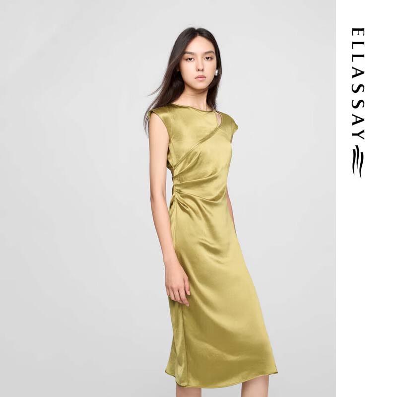 ELLASSAY Elegant Triacetate Waist-Cinching Midi Dress