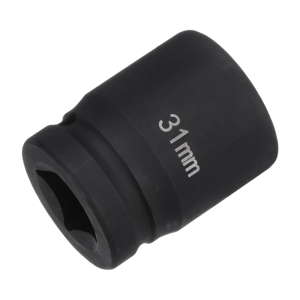 uxcell Deep 6 Point Impact Socket Drive 31mm Metric 40Cr Alloy Steel Spindle Axle Nut Impact Socket 3/4"