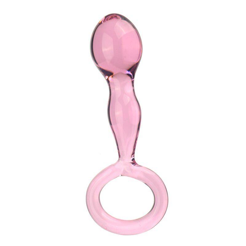 Pink Clear Glass Crystal Quantity Wand with Ring Plug
