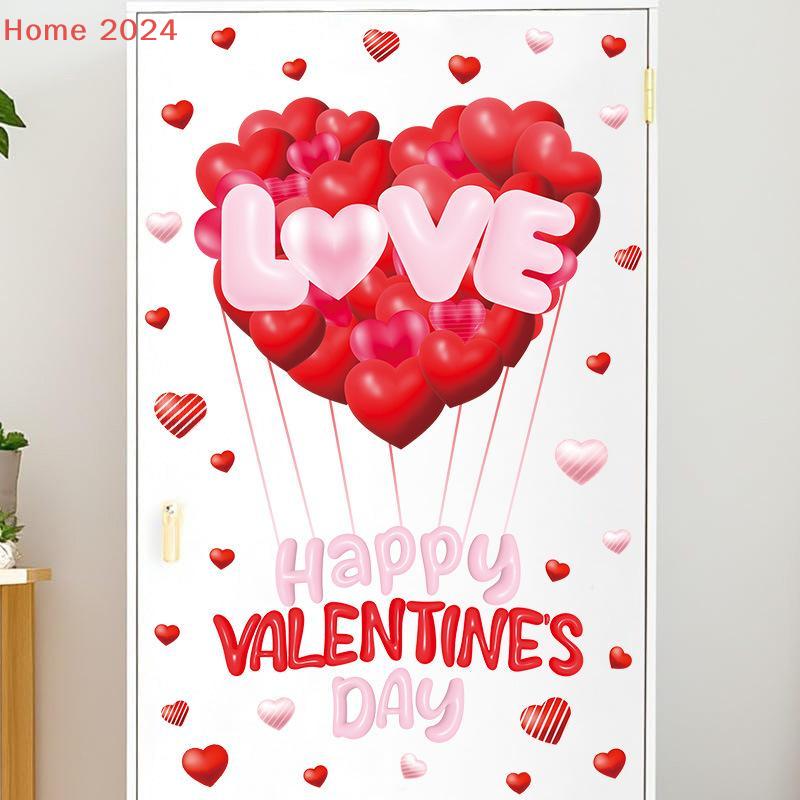 Valentine's Day Atmosphere Decor Stickers Heart-shaped Romantic Sweetheart Balloon Stickers For Glass Windows Display Windows