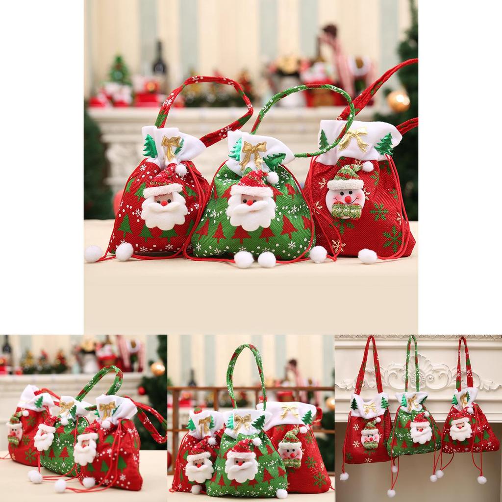 Christmas Gift Bag With Santa Claus Design For Holiday Decor And Gift Packaging