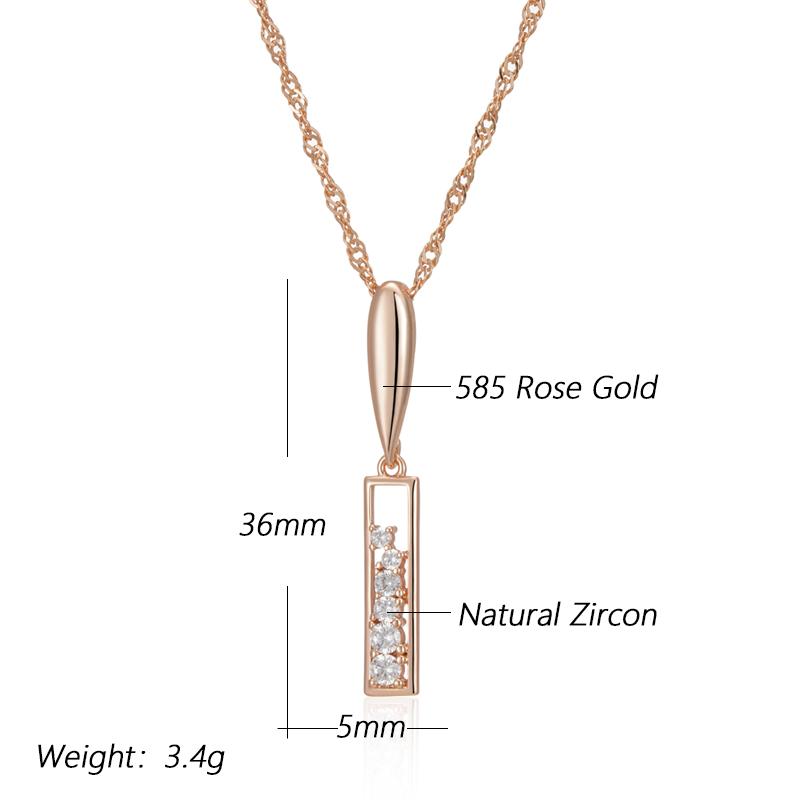 Trend Long Pendant Necklaces For Women  Rose Gold Color With Natural Zircon Accessories Daily Fine Vintage Jewelry