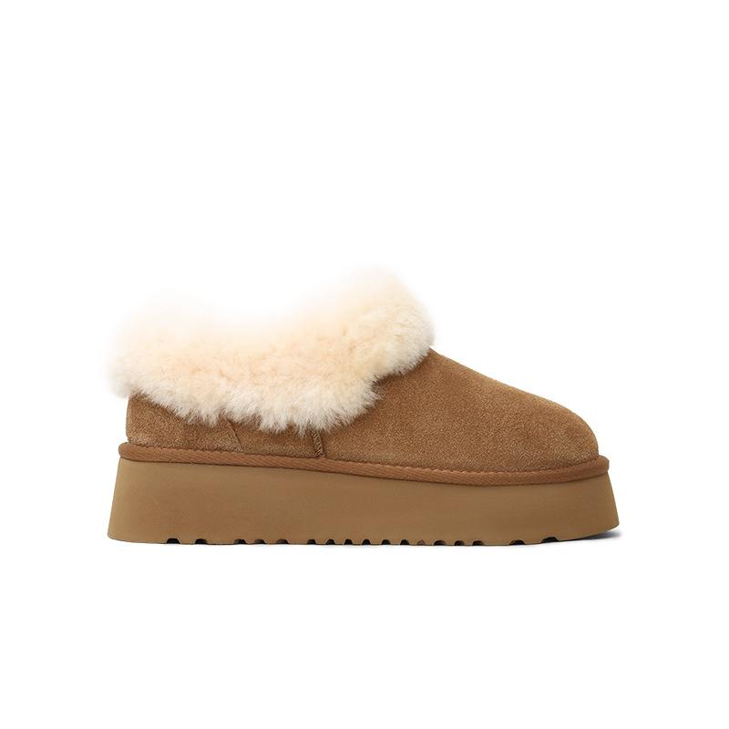 Internal and external wool integrated low-top warm snow boots women's winter piled and thickened 2025 winter fluffy shoes warm models