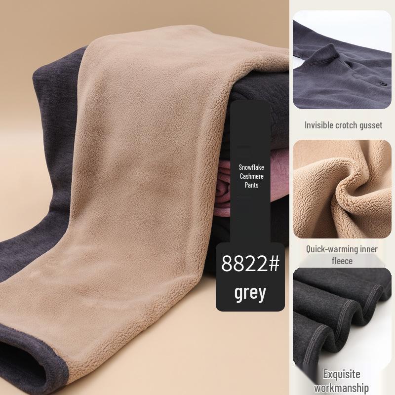 De Nuan Rong Men s & Women s Thick Fleece-Lined Autumn Trousers 2XL