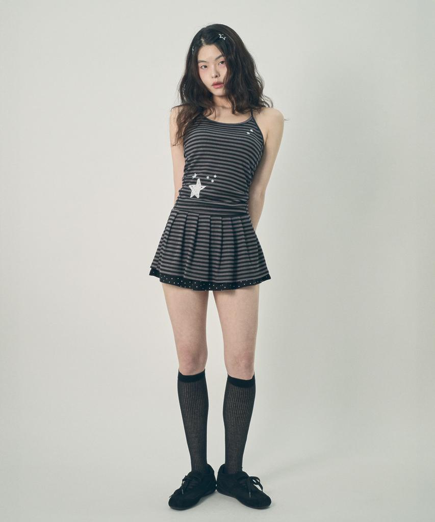 Mihebeu Striped Layered Skirt Pants