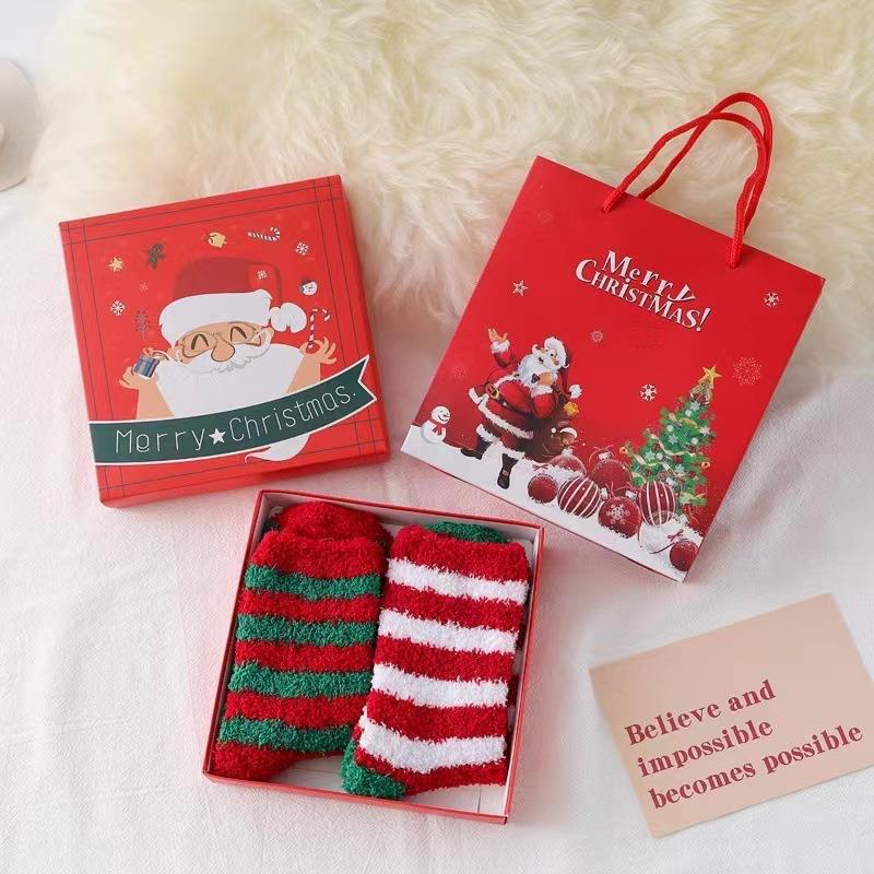 

Coral Velvet Socks Smooth Gift Box Socks Mid Tube Socks Soft For Gift Christmas Winter One Size