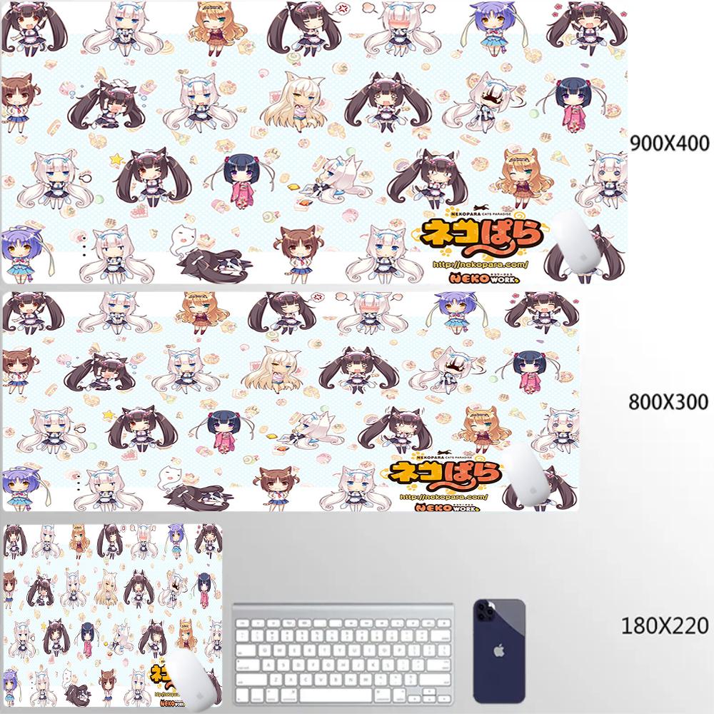 Large Nekopara Escritorio Mouse Pad Non-Slip Rubber Laptop Cushion Gabinete Gamer Mousepad Pc Kawaii Cute Anime Girls Deskmat