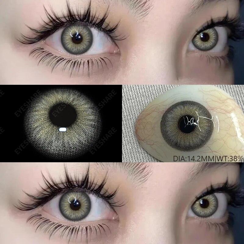 AMARA 1Pair Colored Contact Lenses for Eyes Brown Pupis OMG Series Gray Eye Lenses Yearly Fashion Lenses Cosmetic Eye Contacts