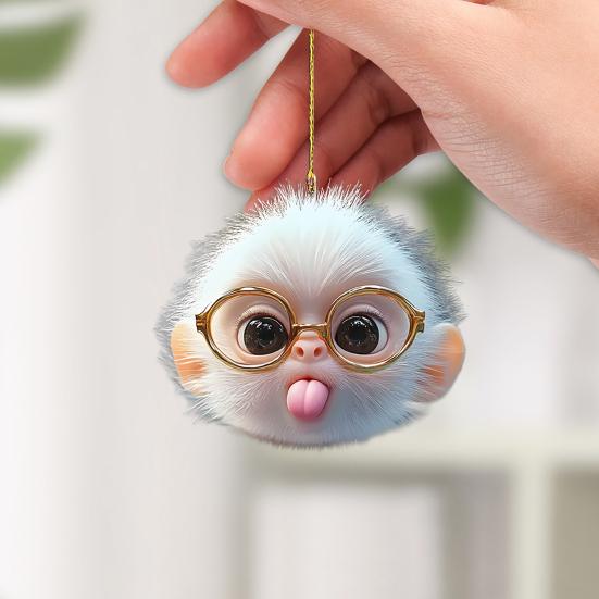 Majom Autó Akril 2D Autós Charmok Hátizsákhoz Kulcstartó Aranyos Visszapillantó Tükör Dekoráció Karácsonyi Ajándék Barátoknak