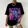 Women's Oversized T-Shirt with KPop Demon Hunters Animated Characters & Derpy Print T-shirt for Casual Daily Wear&K-pop Fans
