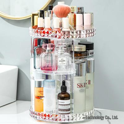 Transparenter drehbarer Make-up-Organizer mit Diamantmuster für den Schminktisch