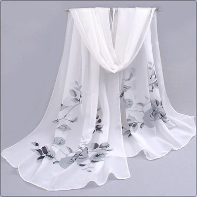 Delicate Soft Wrap Rose Flower Printed Scarves Shawl Scarf Chiffon