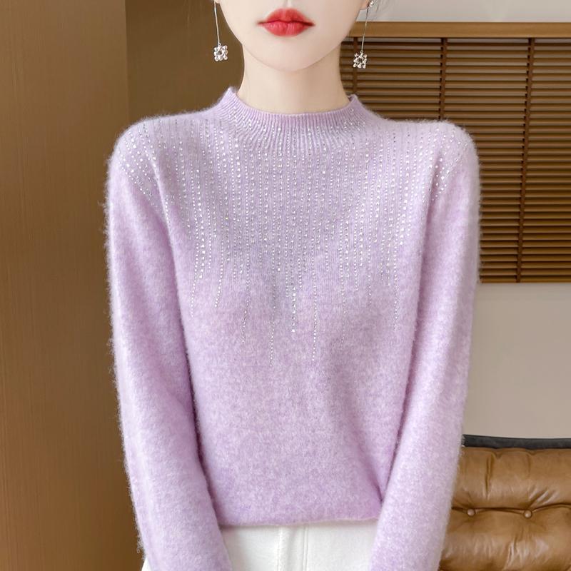 Women's Cashmere Sweater Qinghe Cashmere 30% Cashmere 70% Wool Autumn and Winter Pullover Warm and Fashionable