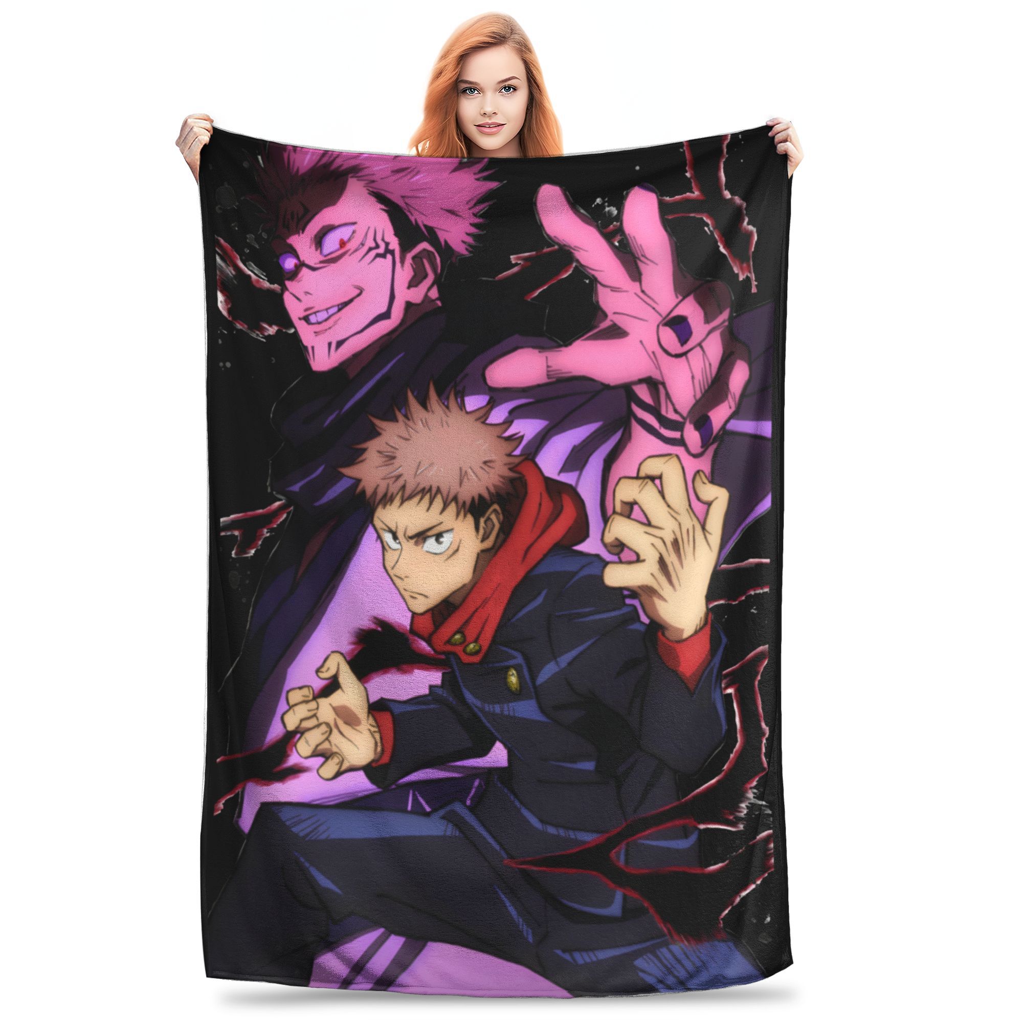 Nanami Kento Jujutsu Kaisen Blankets Fleece Spring Autumn Multi-function Warm Throw Blanket for Bed Bedroom Plush Thin Quilt Size: 75*100cm, Weight: 230 GSM