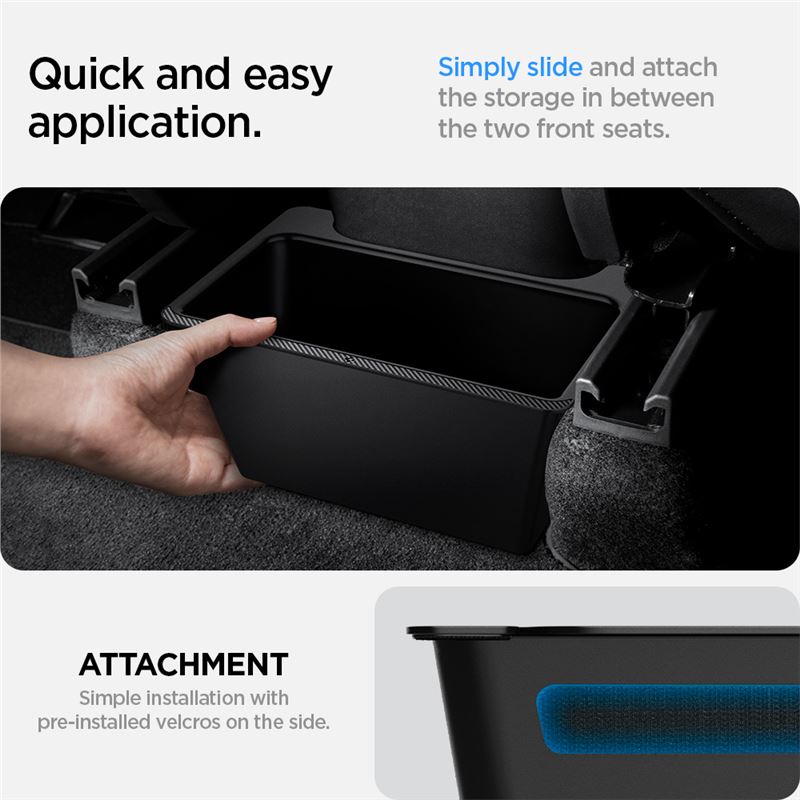 Spigen Tesla Rear Under Air Outlet Storage Box, Black - Tesla Model Y