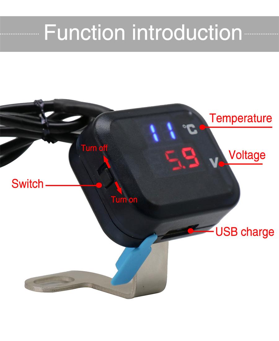 

Digital Motovoltmeter, Thermometer, Temperature, Voltage Sensor, Blue And Red Led Display