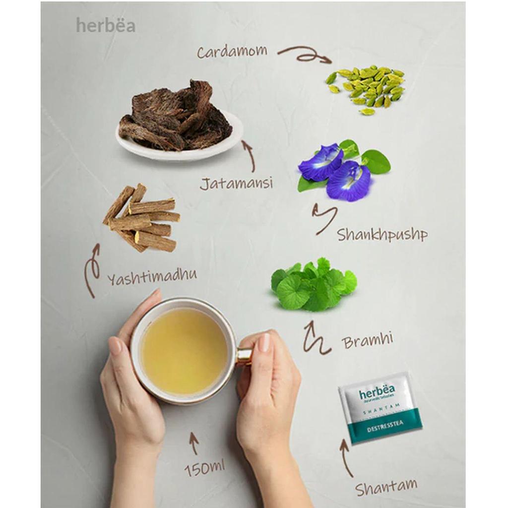 Herbea DESTRESSTEA | Shantam (Helps Relax Your Mind), 20 Tea Bags