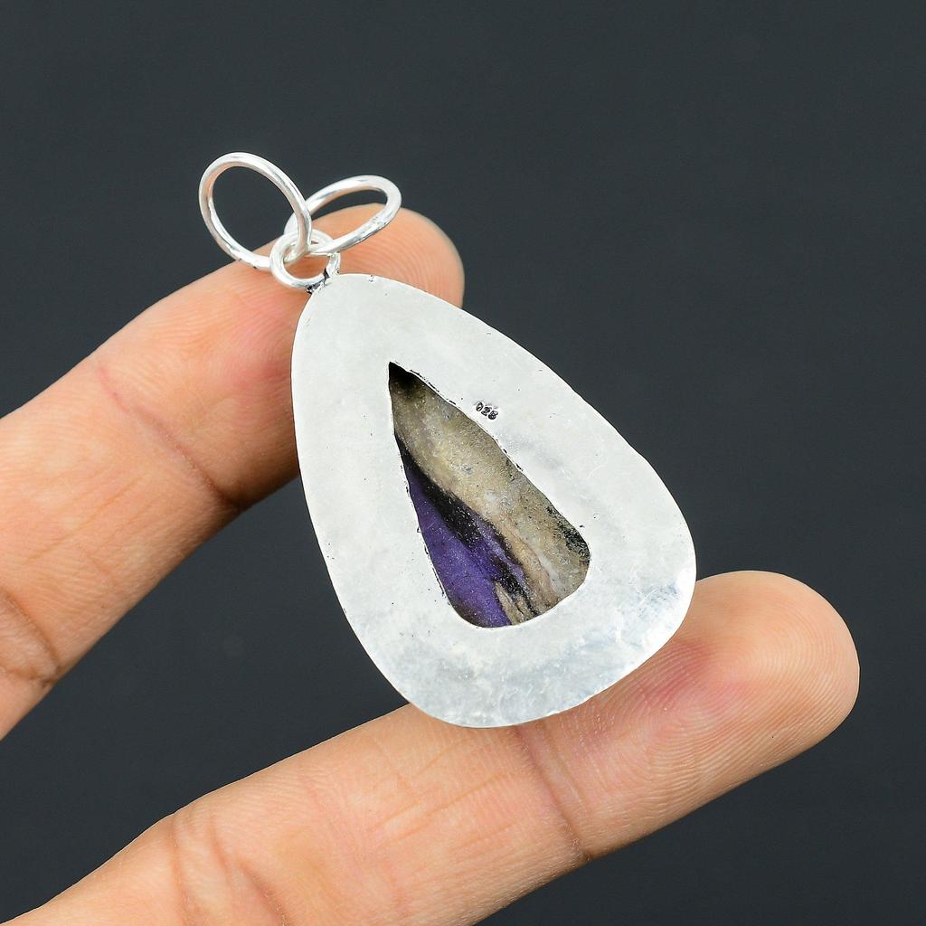 Jahrestagsgeschenk für sie Natürlicher Charoit Edelstein Anhänger 925 Sterling Silber
