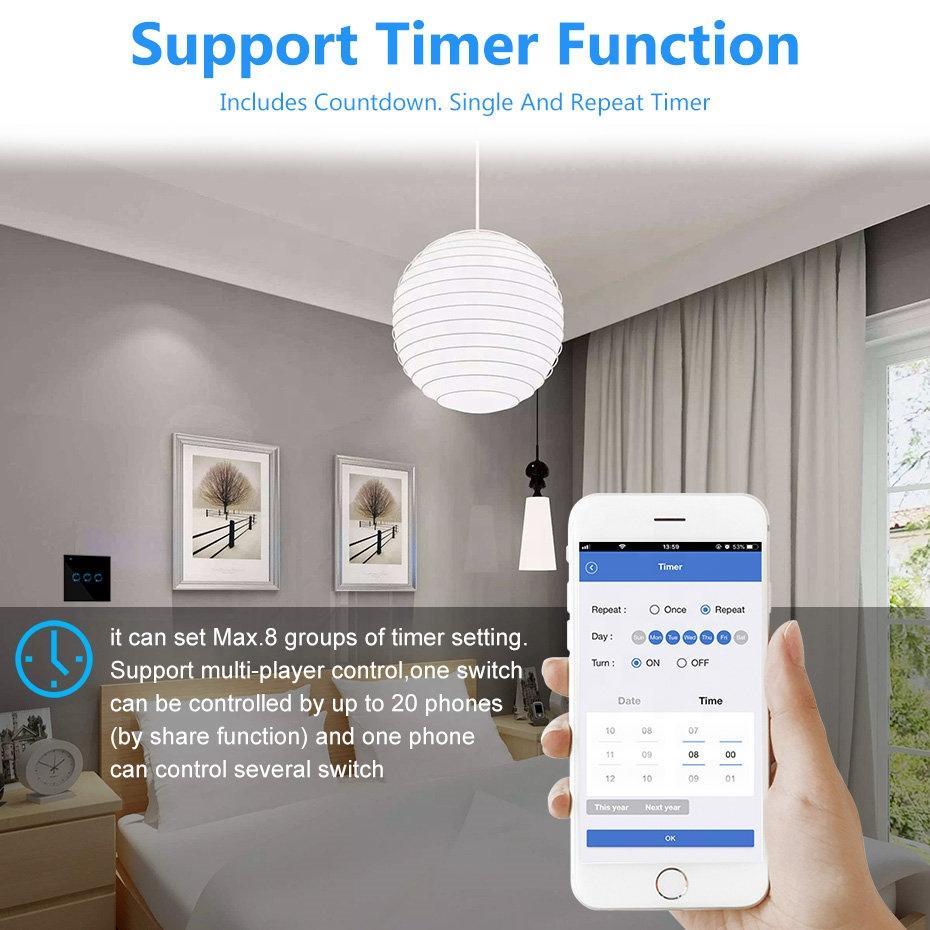 Smart Home Products Smart Life Tuya APP EU UK 4Gang WiFi LED Touch Wall Switches Alexa Apple Siri Google Home Smart Light Switch