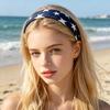 Women Headband USA Flag Independence Day Stars Stripes Pattern Headband Sponge Filling Non-Slip Hair Hoop Holiday Party Hair Accessory