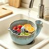 Multifunctional Kitchen Basin Ceramic Berry Bowl with Strainer Holes, Self-Spinning Vortex Design, Fruit Washing Rinse for Berries Vegetables Colander
