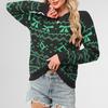 Women's Fashionable Round Neck Long Sleeved Christmas Snowflake Sweater Casual Pullover Knitted Sweater Top