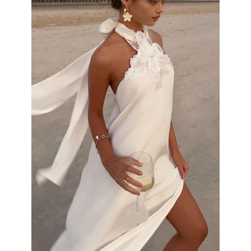 

Sexy Lace See-throughdress Sexy Crochet Sling Evening dress Dress White XS