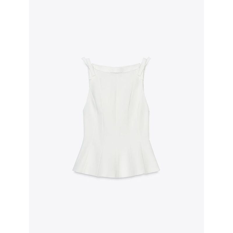 Za2025 Spring New Women's Clothing Easiest for Match Slim Looking Sleeveless Short Skirt Hem Bowknot Decoration Tops 2606777