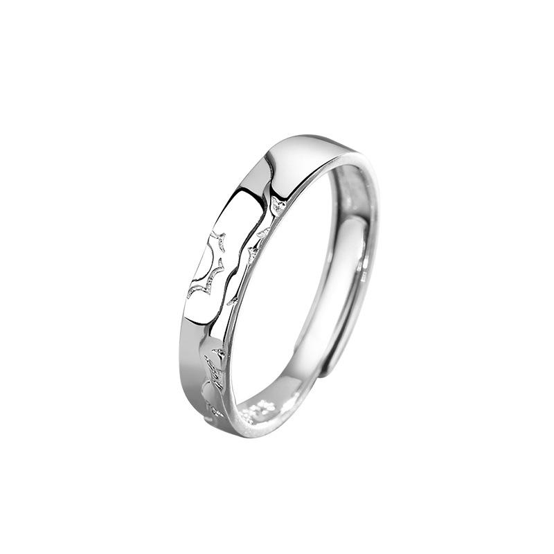 Original Love Oath S925 Sterling Silver Couple Couple Rings Pair Special Interest Light Luxury Simple Adjustable Opening Ring