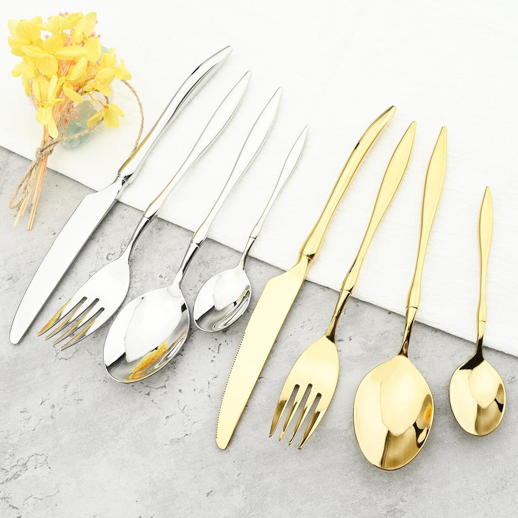 4ks/sada Vintage nádobí Sada příborů z nerezové oceli 304 Nůž Vidlička Čajová lžička Nádobí Party Kuchyňka Sada příborů