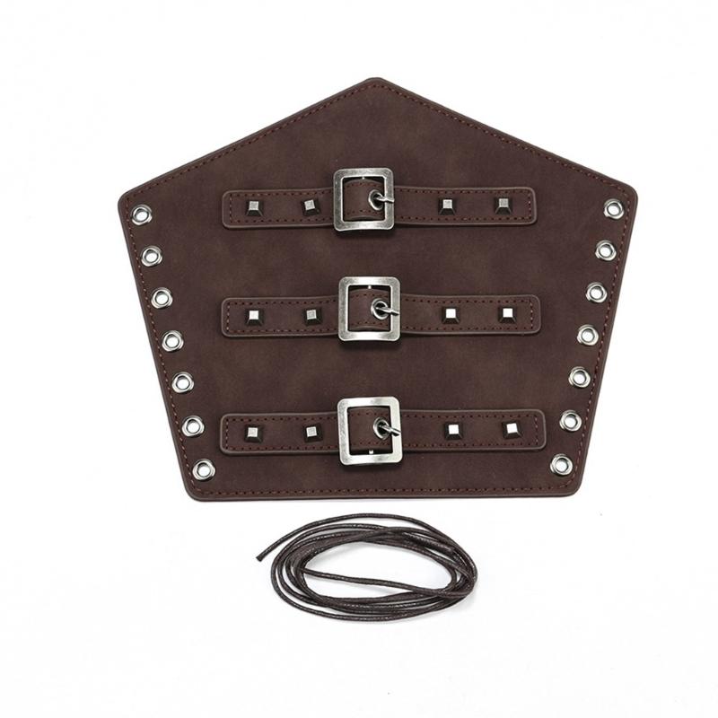 Historical Arm Guard Cosplay Arm Gauntlets Vintage Armband Knight Arm Guard Festival Costume PU Leather Arm Bracers