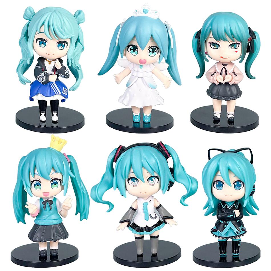 11cm Anime New Hatsune Miku Figure Mini Character Ornaments Kawai Green Hatsune Home Desk Decoration Adult Toy Kid Birthday Gift