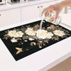1Pcs Rubber Drying Mat With Floral  Butterfly For Coffee Shop Restaurant Kitchen Carpet Tableware Durable Diatom Mud Table Mat Pet Mat Coffeeware