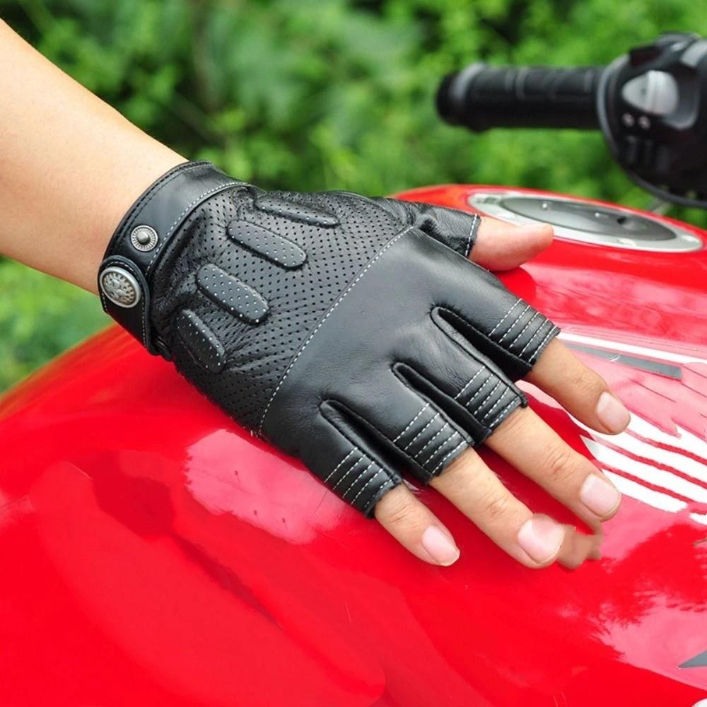 Lightweight Design Half Finger Gloves Genuine Leather Gloves  Daily Outdoor Use