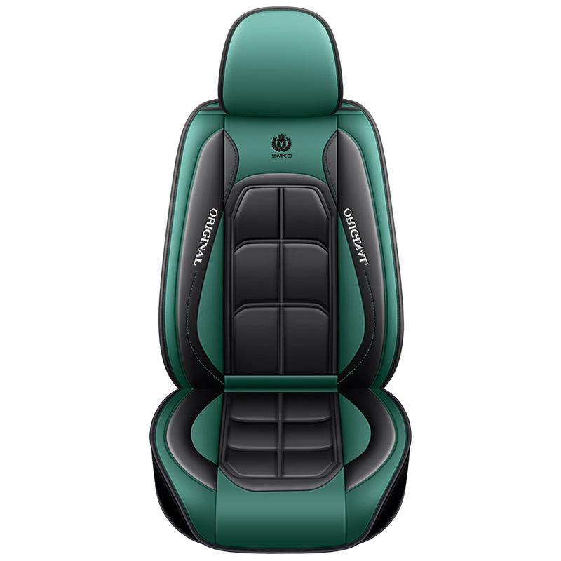 All-Season Nappa Leather Car Seat Cover with Full Coverage and Backrest Pad